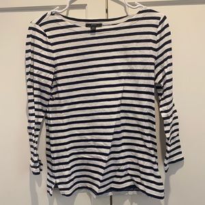 J. Crew Navy and White Stripe 3/4 Long Sleeve